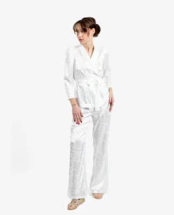 Pantalones*Cuplé Pantalon Recto Jacquard Blanco