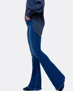 Pantalones*Cuplé Pantalon Vaquero Con Campana Vaquero Marino