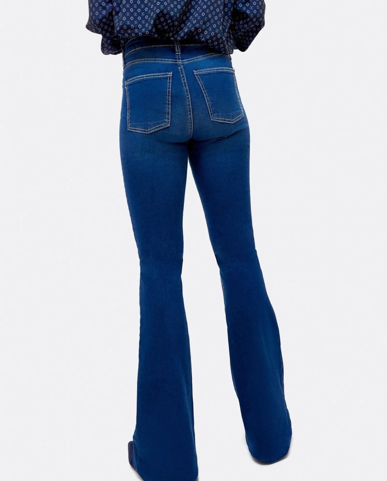 Pantalones*Cuplé Pantalon Vaquero Con Campana Vaquero Marino