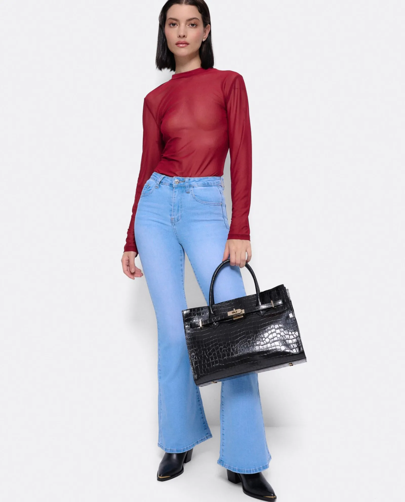Pantalones*Cuplé Pantalon Vaquero Con Campana Vaquero Azul