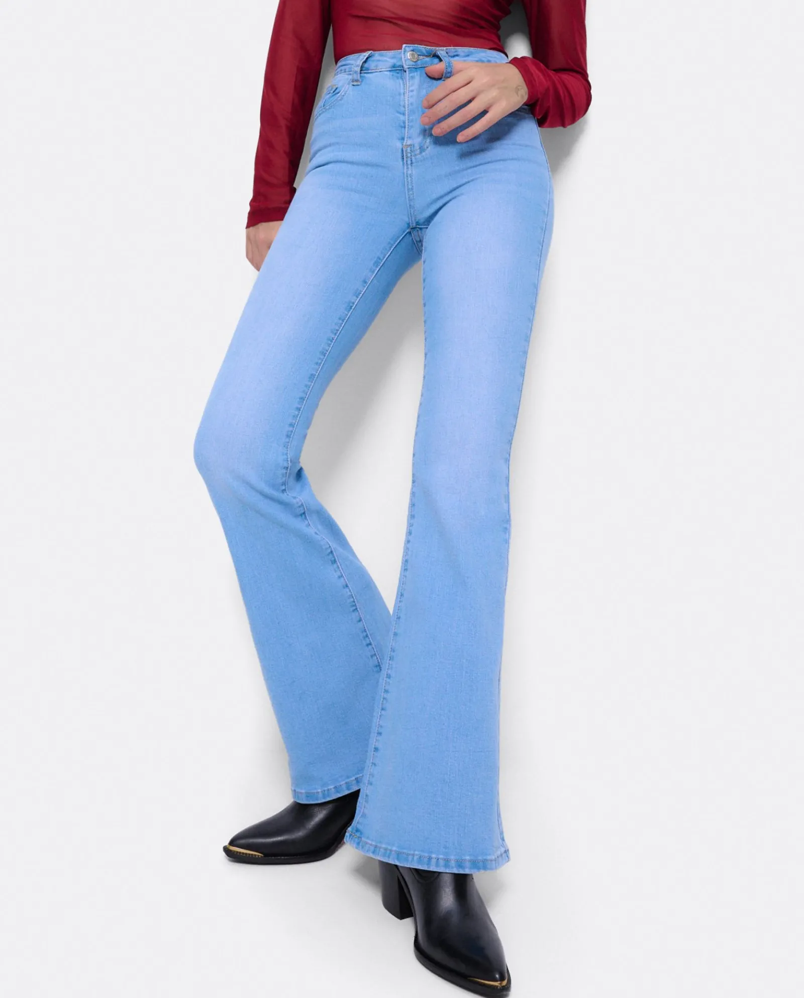 Pantalones*Cuplé Pantalon Vaquero Con Campana Vaquero Azul
