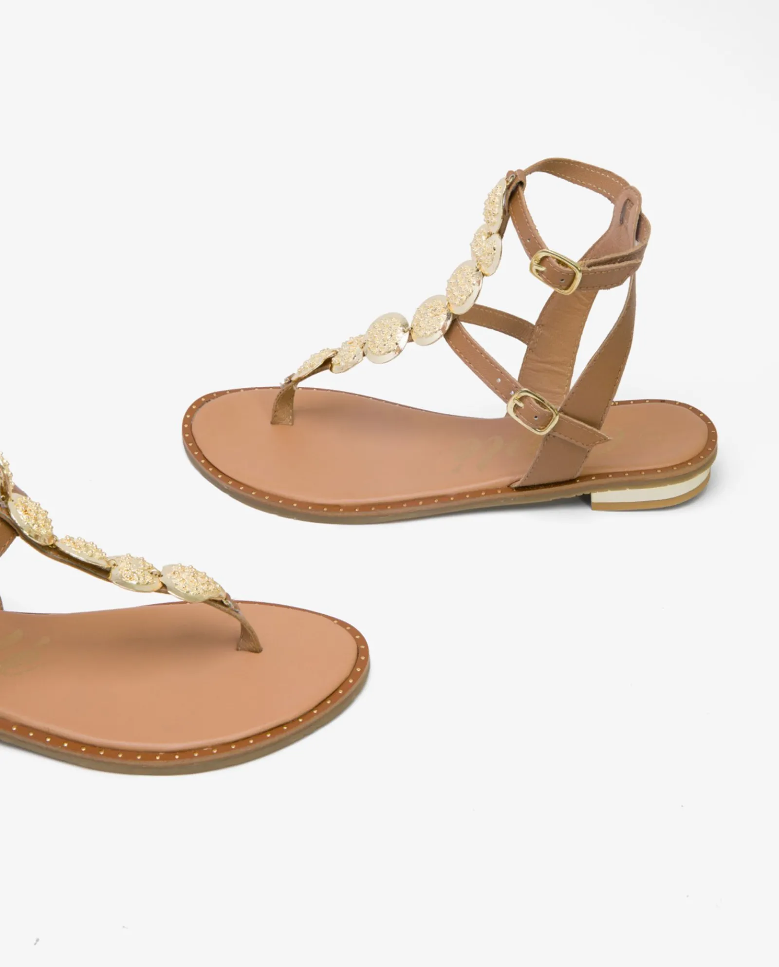 Sandalias*Cuplé Romana Chapas Napa Beig