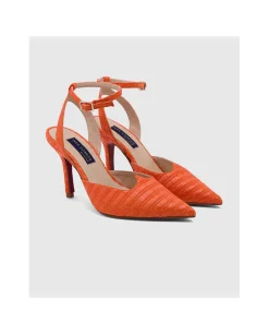 Zapatos Tacón*Cuplé Salon Dest. Vejer Rafia Naranja