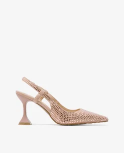 Salones & Stilletos*Cuplé Salon Destalonado Strass Raso Beig