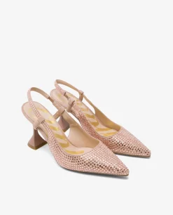 Salones & Stilletos*Cuplé Salon Destalonado Strass Raso Beig