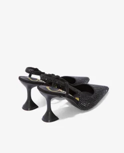 Salones & Stilletos*Cuplé Salon Destalonado Strass Raso Negro