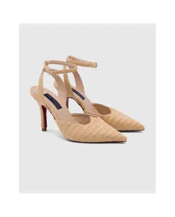 Zapatos Tacón*Cuplé Salon Destalonado Vejer Rafia Beig