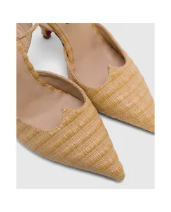 Zapatos Tacón*Cuplé Salon Destalonado Vejer Rafia Beig