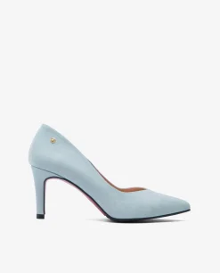 Salones & Stilletos*Cuplé Salon Pico Ultrasuede Celeste