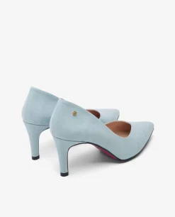 Salones & Stilletos*Cuplé Salon Pico Ultrasuede Celeste