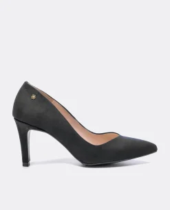 Salones & Stilletos*Cuplé Salon Pico Ultrasuede Negro