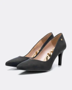 Salones & Stilletos*Cuplé Salon Pico Ultrasuede Negro