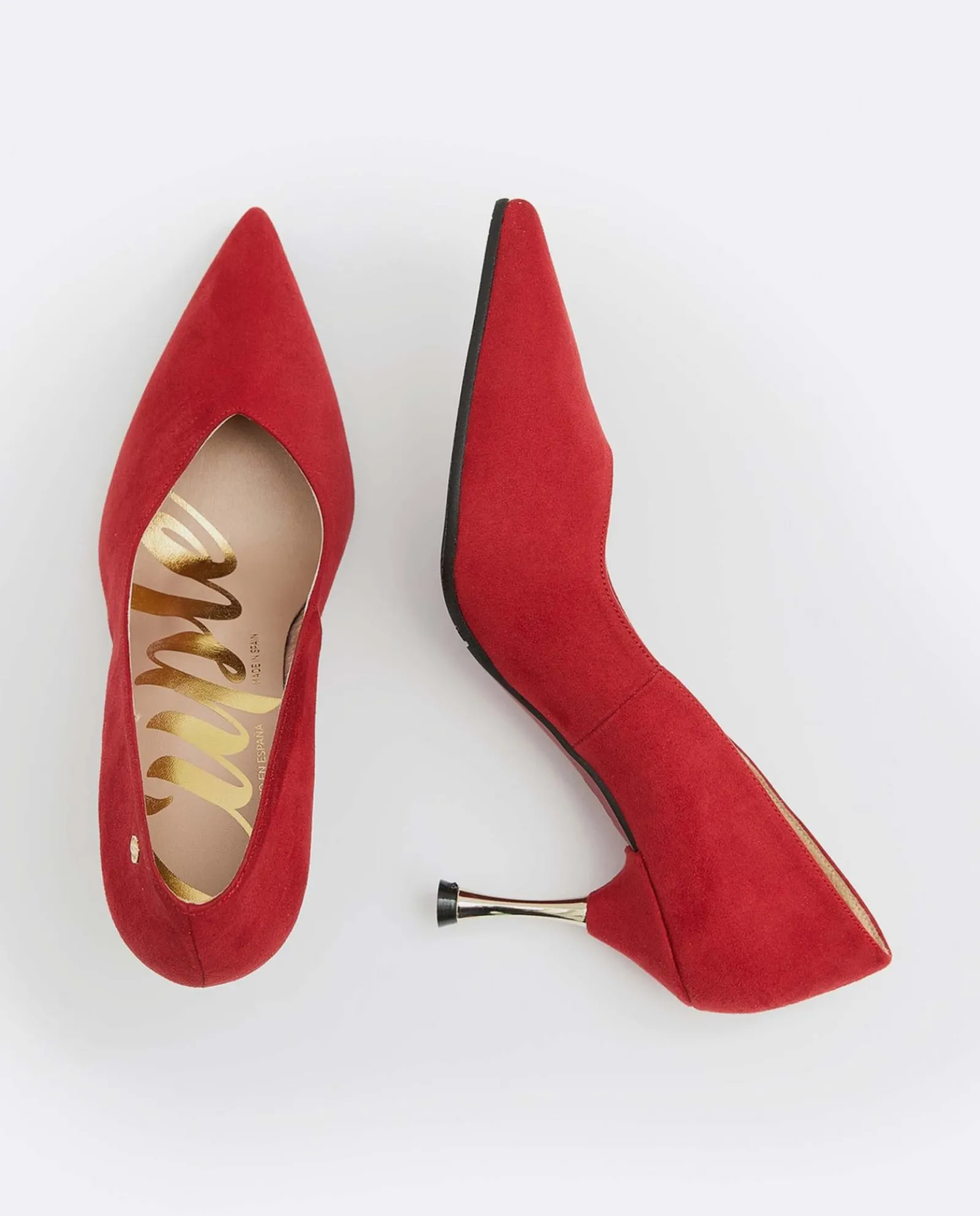 Salones & Stilletos*Cuplé Salon Pico Ultrasuede Rojo