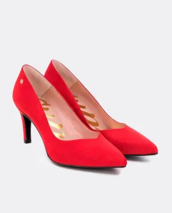 Salones & Stilletos*Cuplé Salon Pico Ultrasuede Rojo