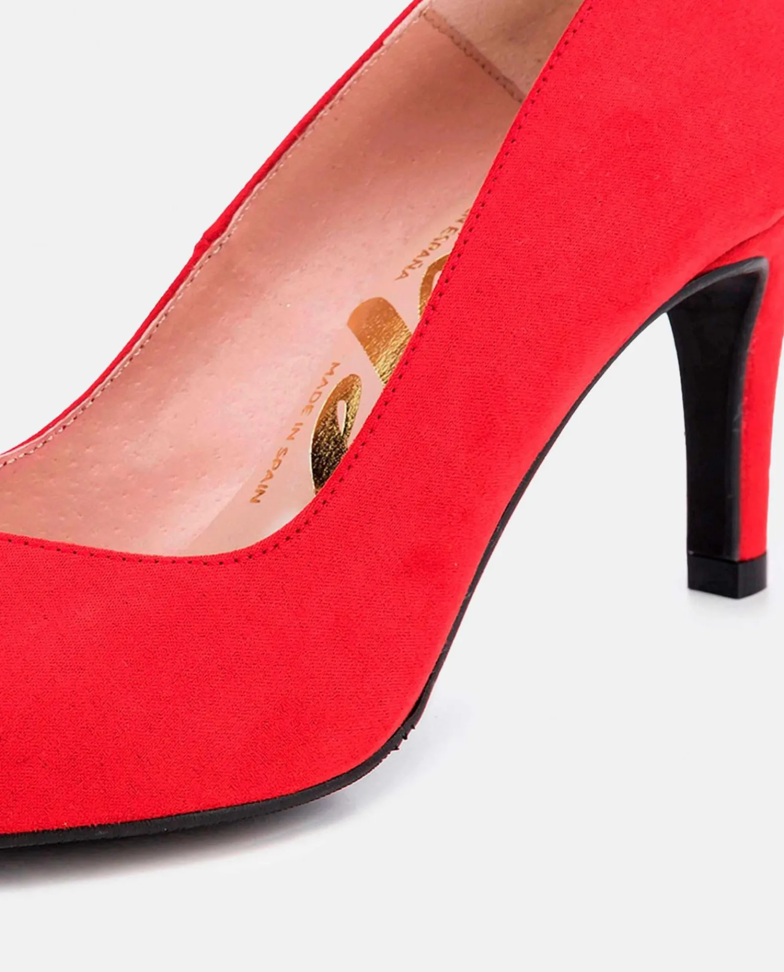 Salones & Stilletos*Cuplé Salon Pico Ultrasuede Rojo