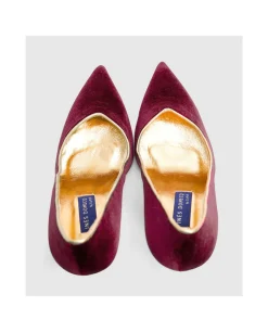 Zapatos Tacón*Cuplé Salonjerez Alto Terciopelo Burdeos