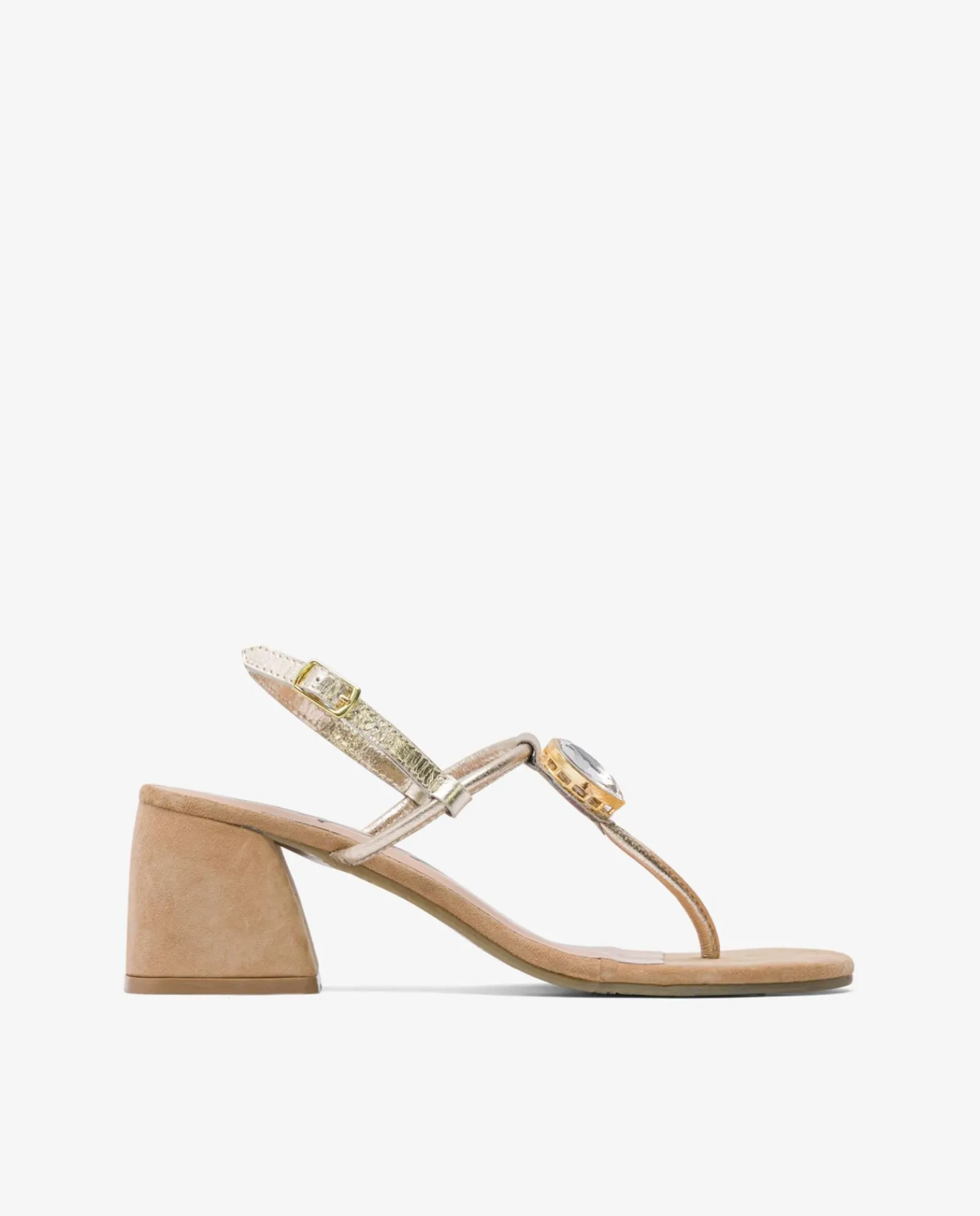 Sandalias*Cuplé Sand. Joya Tacón Napa Oro