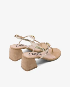 Sandalias*Cuplé Sand. Joya Tacón Napa Oro