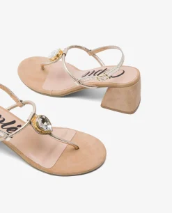 Sandalias*Cuplé Sand. Joya Tacón Napa Oro