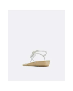 Sandalias*Cuplé Sandalia Brillante Dedo Piel Metalizado Plata