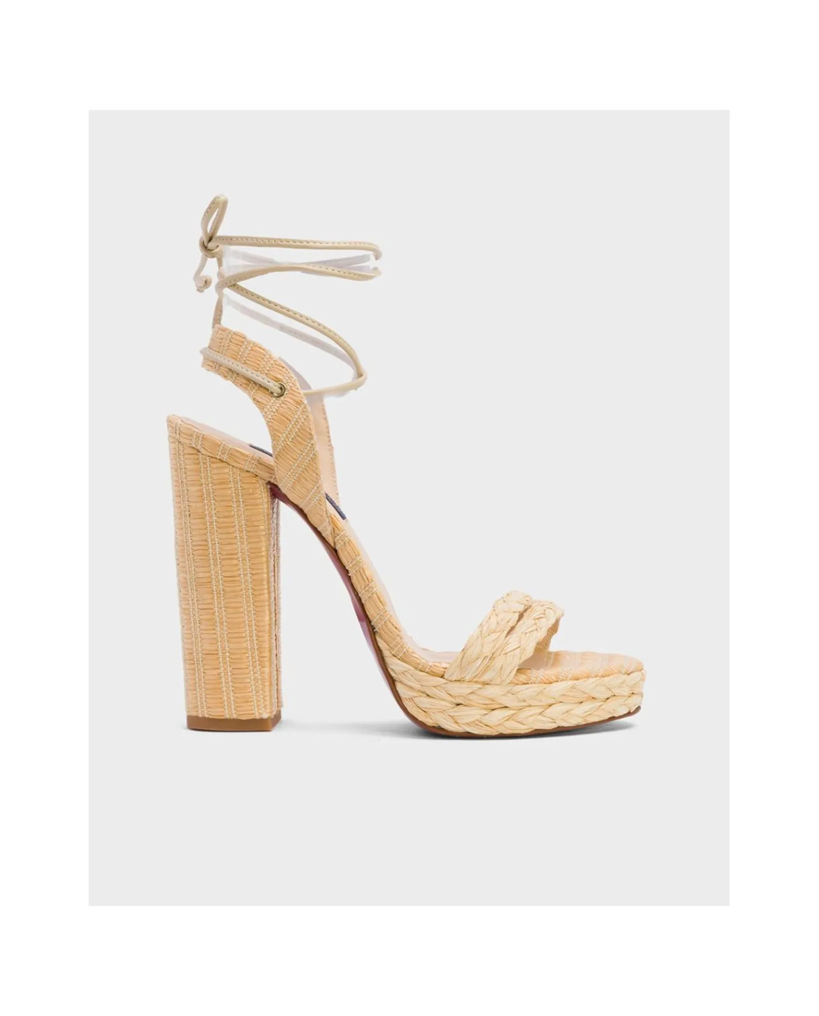 Zapatos Tacón*Cuplé Sandalia El Puerto Rafia Beig