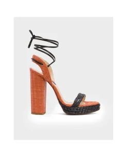Zapatos Tacón*Cuplé Sandalia El Puerto Rafia Naranja