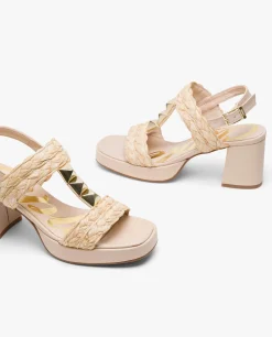 Sandalias*Cuplé Sandalia Piramides Rafia Beig