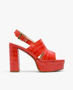 Sandalias*Cuplé Sandalia Plataforma Napa Coco Naranja