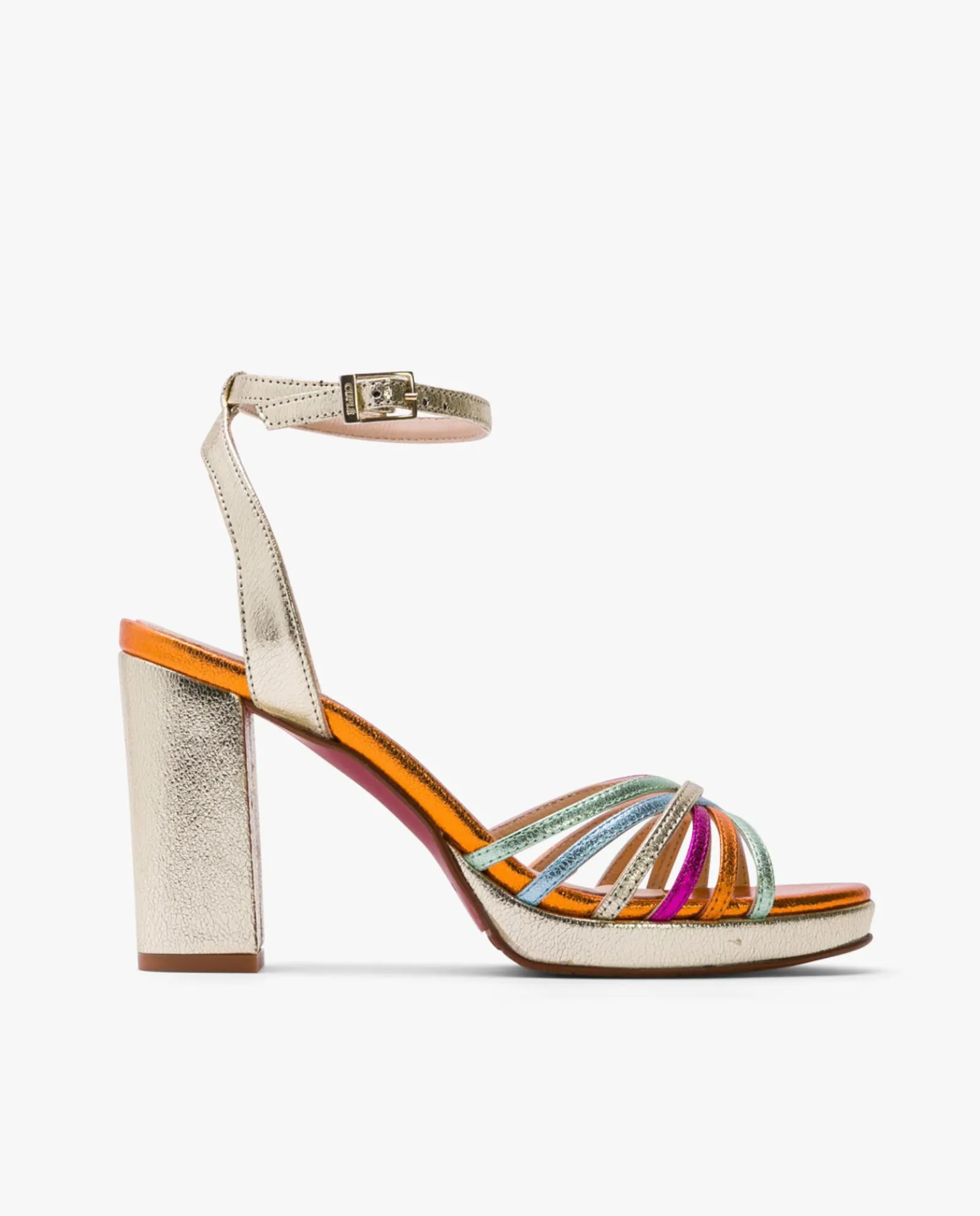 Sandalias*Cuplé Sandalia Plataforma Tiras Lame Metalizado Multicol