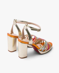 Sandalias*Cuplé Sandalia Plataforma Tiras Lame Metalizado Multicol