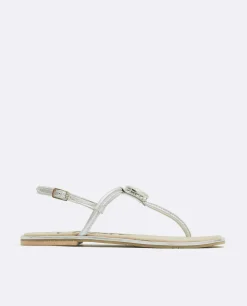 Sandalias*Cuplé Sandalia Punta Cuadrada Napa Plata