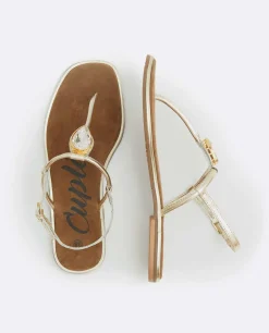 Sandalias*Cuplé Sandalia Punta Cuadrada Napa Oro