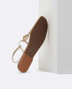 Sandalias*Cuplé Sandalia Punta Cuadrada Napa Oro