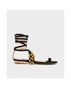 Zapatos Planos*Cuplé Sandalia Ronda Plana Ultrasuede Negro