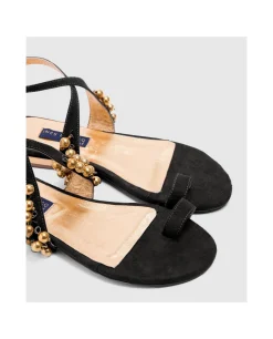 Zapatos Planos*Cuplé Sandalia Ronda Plana Ultrasuede Negro