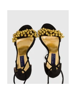 Zapatos Tacón*Cuplé Sandalia Ronda Tacón Ultrasuede Negro