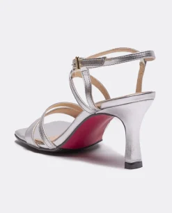Sandalias*Cuplé Sandalia Tiras Tecnopiel Metalizado Plata