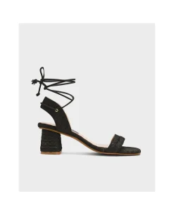 Zapatos Tacón*Cuplé Sandalia Zahara Rafia Negro