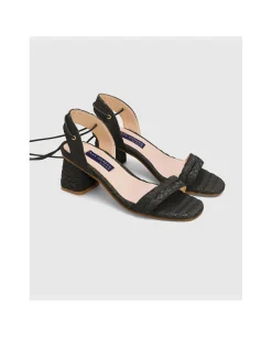 Zapatos Tacón*Cuplé Sandalia Zahara Rafia Negro