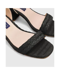 Zapatos Tacón*Cuplé Sandalia Zahara Rafia Negro