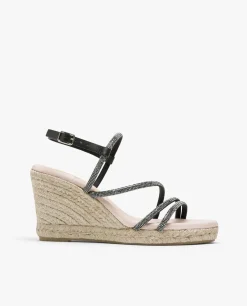 Cuñas*Cuplé Sandaliacuna Tiras Strass Negro