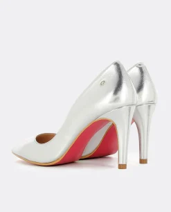 Salones & Stilletos*Cuplé Stiletto Napa Lame Argento Napa Metalizado Plata
