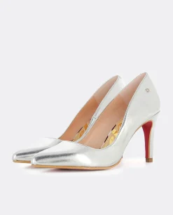 Salones & Stilletos*Cuplé Stiletto Napa Lame Argento Napa Metalizado Plata