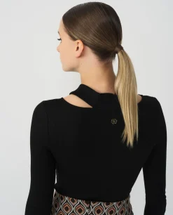Camisas Y Tops*Cuplé Top Escote Lagrima Punto Negro