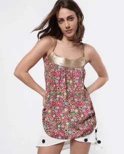 Camisas Y Tops*Cuplé Top Lentejuelas Tirantes Sedin Estampado Flores Li