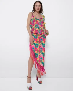 Camisas Y Tops*Cuplé Top Tirantes Saten Estampado Flores