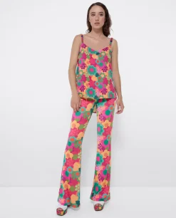 Camisas Y Tops*Cuplé Top Tirantes Saten Estampado Flores