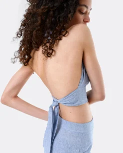 Camisas Y Tops*Cuplé Top Triangular Lino Azul