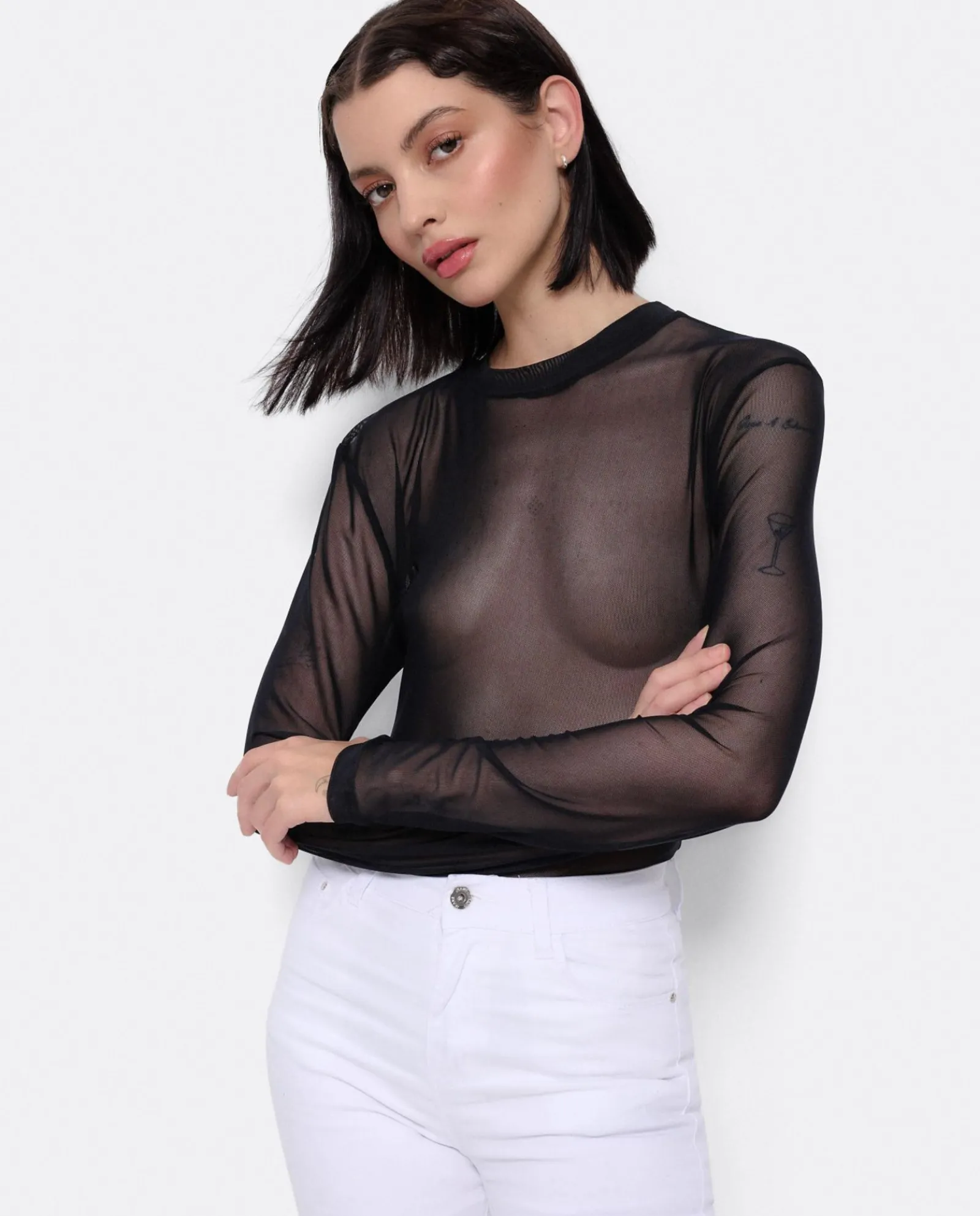 Camisas Y Tops*Cuplé Top Tul Negro