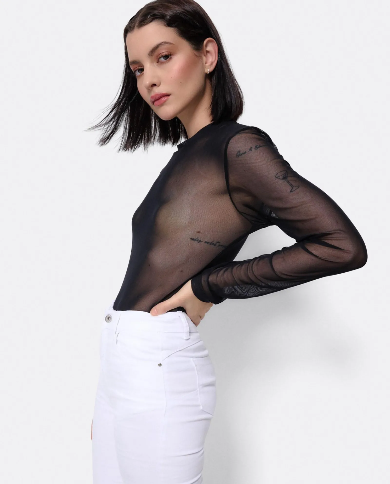 Camisas Y Tops*Cuplé Top Tul Negro